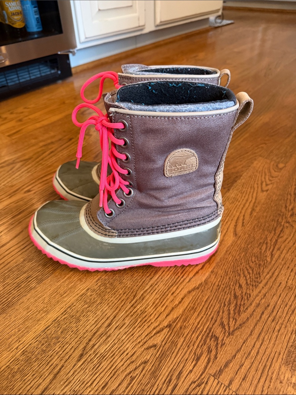 Sorel Women’s Brown and Pink Lace-Up Rain & Snow Boots